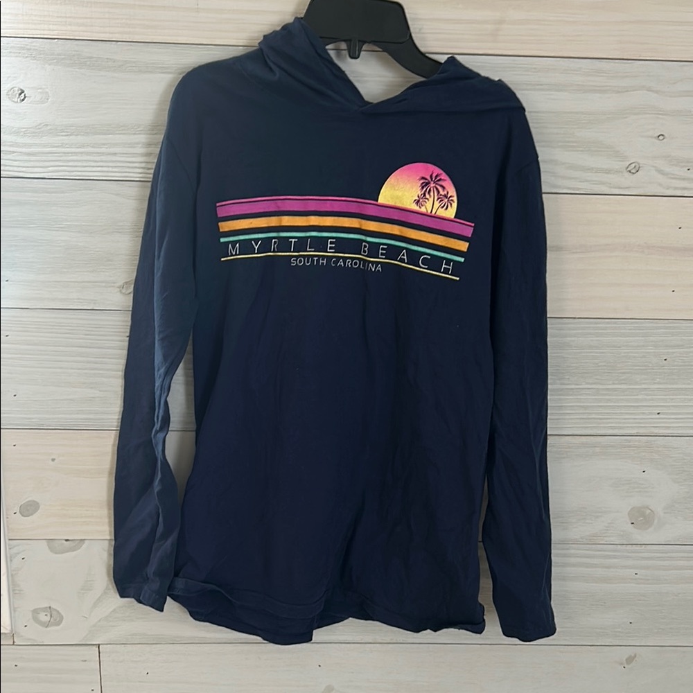 Navy Blue Kids Hoodie with Myrtle Beach Print